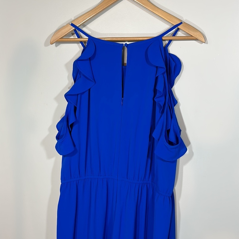 NWT Lane Bryant Jumpsuit Romper Cobalt Blue Ruffle Sleeve - Picture 8 of 10